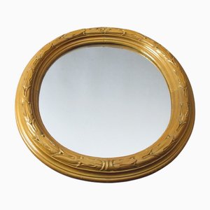Italienischer Ovaler Jugendstil Spiegel aus Holz, 1950er