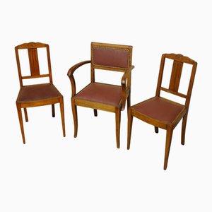 Art Deco Bridge Chairs, 1940s, Set of 3