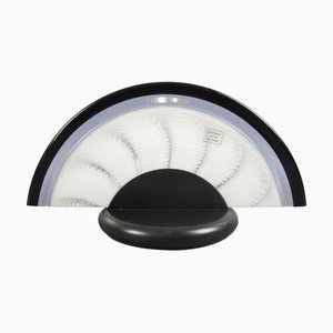 Lampe de Bureau Demi-Lune Vintage en Verre Murano Blanc, 1980s