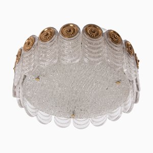 Flush Mount in Murano Glass and Brass from Kaiser Idell / Kaiser Leuchten, Germany, 1960s