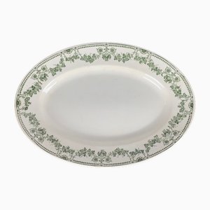 Oval Dish Champagne Model, Badonviller, Green, Early Xx Century