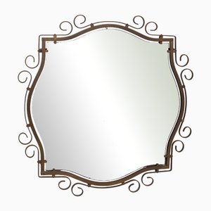 Art Noveau Hand-Forged Brass Wall Mirror, 1920s