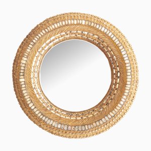 20th Century French Golden Talosel and Glass Convex Mirror