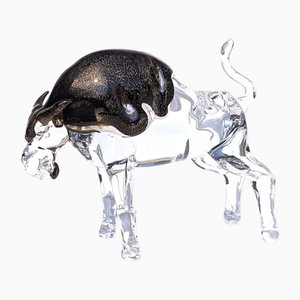Black Glass and Crystal Buffalo Sculpture from YourMurano