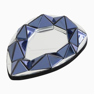 Blue Teardrop Shaped Relief Mirror by Olivier De Schrijver