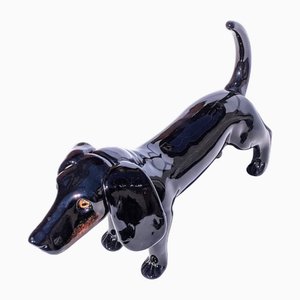 Schwarze Dackelskulptur aus Muranoglas von YourMurano