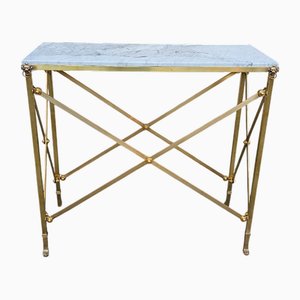 Lionhead Console Table in White Marble and Brass