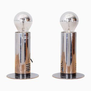 Vintage Table Lamps in Chrome Steel from Targetti, 1970s, Set of 2