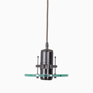 Vintage Pendant Lamp in Metal and Glass, 1980s