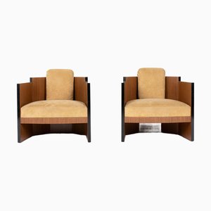 Juego de Sillones de ébano de Macassar, años 30