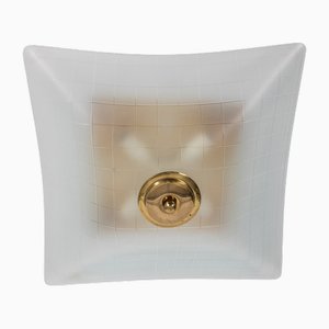 Lampada da soffitto vintage in vetro decorato, anni '60