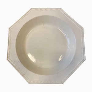 Perlenbesetzter Suppenteller aus Steingut von Creil & Montereau, Ende 19. Jh.