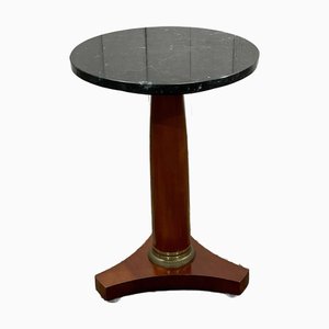 Empire Style Pedestal Table in Cherry Wood with Black Marble Top, 1960s