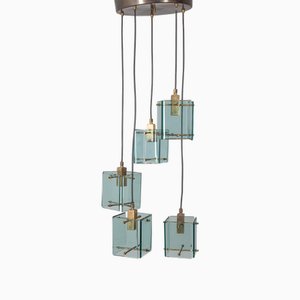 Vintage Chandelier in Glass by Studio Zeroquattro, 1960s