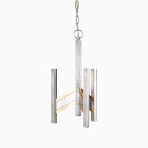 Vintage Pendant in Chromed Metal by Gaetano Sciolari for Sciolari, 1970s