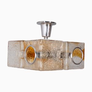 Lampada da soffitto vintage in vetro di Murano di Toni Zuccheri, anni '70