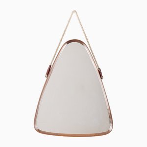 Vintage Italian Triangular Wall Mirror in Wood, 1970s
