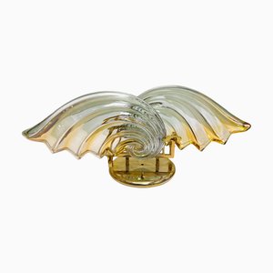 Große italienische Deckenlampe aus Muranoglas in Muschelform, 1970er