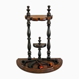 Viktorianischer Pfeifenhalter aus Nussholz