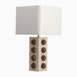 Bubble Lamp in Travertine and Walnut from Studio Karen Barmaki, 2010s