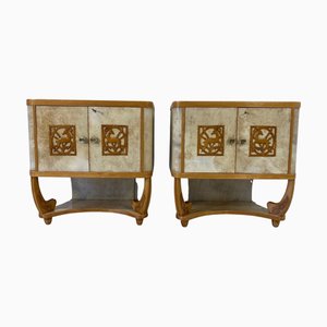 Italienische Art Deco Doppel Sideboards aus Pergament & Ahorn, 1930er, 2er Set