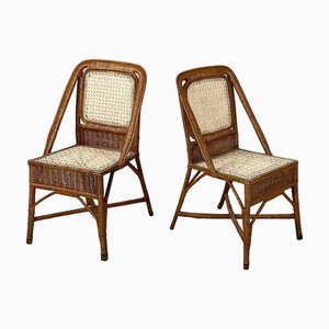 Italienische Mid-Century Modern Stühle aus Rattan & Stroh, 1960er, 2er Set