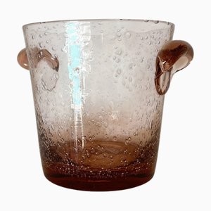 Vintage Ice Bucket in Bubbled Glass by Biot Parma