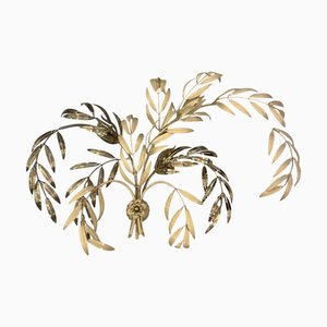 Vintage Leaves Wandlampe in Beige & Hellgold von Hans Kögl, 1970er
