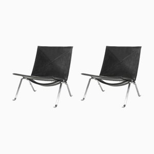 Vintage PK 22 Lederstühle von Poul Kjærholm für Fritz Hansen, 2er Set