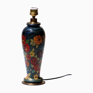 Art Nouveau Liberty Flower Wooden Table Lamp, 1930s