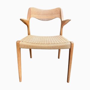 No. 55 Armchair in Oak and Paper Cord by Niels Otto Møller for J.L. Møllers, 1950s