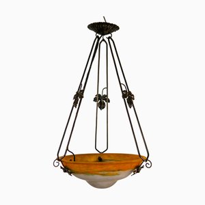 Art Deco Wrought Iron Ceiling Light from Muller Freres Luneville, France, 1930s