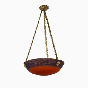 Pate de Verre Ceiling Light attributed to Muller Frères, France, 1920s