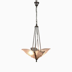 Lampada a sospensione in vetro pressato, Francia