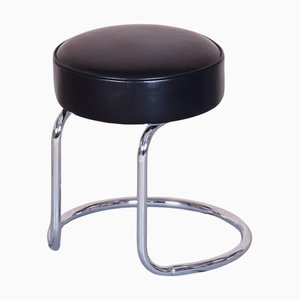 Bauhaus Stool in Chrome-Plated Steel and Leather, 1950s