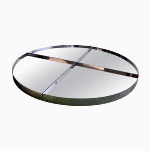 Steel Circular Mirror attributed to G. Offredi, Italy, 1970s