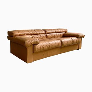 Erasmo Sofa in Brown Leather attributed to Afra and Tobia Scarpa for B&b Italia, 1970s