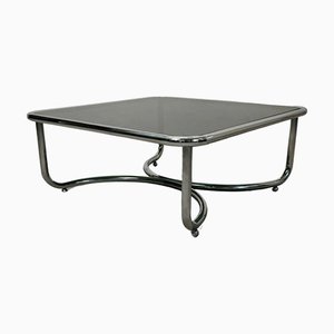 Low Table with Smoked Glass Top and Chromed Structure attributed to Gae Aulenti for Poltronova, 1964