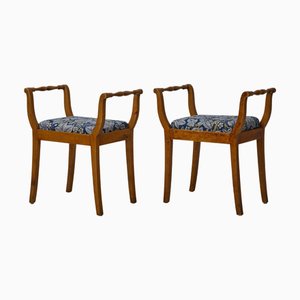 Antique Empire Swedish Taboret Stools in Yellow Birch, Set of 2