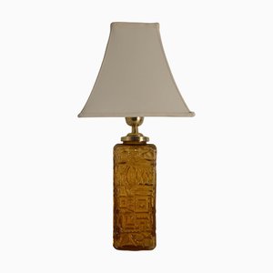 Large Amber Glass Table Lamp by Gustav Leek for Orrefors, 1960s