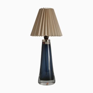 Blaue Kristallglas Tischlampe Modell RD von Carl Fagerlund für Orrefors, 1960er