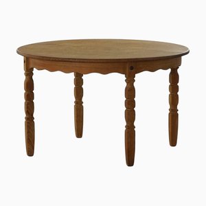Mid-Century Modern Round Danish Dining Table in Oak with Two Extensions, 1960s