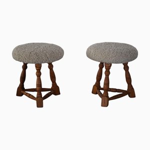 Moderne dänische Dreibeinhocker aus Eiche, 1950er