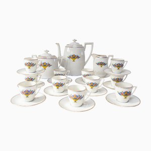 Vintage French T.L.B. Limoges Porcelain Coffee Set, Set of 26