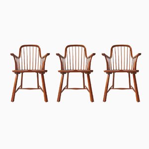 Skandinavische Stühle aus Buchenholz, 1950er, 3er Set