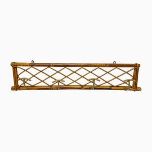 Mid-Century French Bamboo Wall Mounted Coat Rack, 1950s