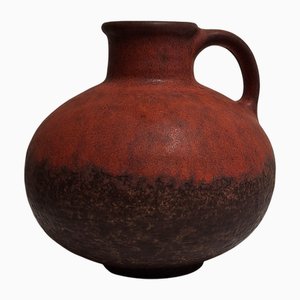 Vase Vintage en Céramique Marron-Rouge Glaçure par Jasba, Allemagne, 1970s