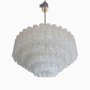Deutscher Cascading Doria 20 Murano Kronleuchter mit Eisglasröhren, 1960er