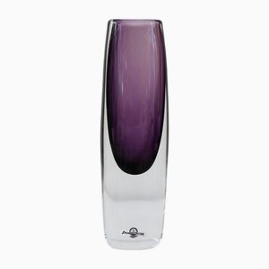 Vase Art Mid-Century en Verre Sommerso Violet par Gunnar Nylund pour Strömbergshyttan, Sweden