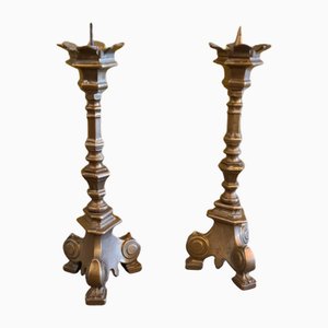 Classic Brass Candlesticks, 1970s, Set of 2